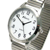 Ravel Mens Bold Number White Dial Gold Expander Bracelet Watch R0232.21.1 R0232.21.1